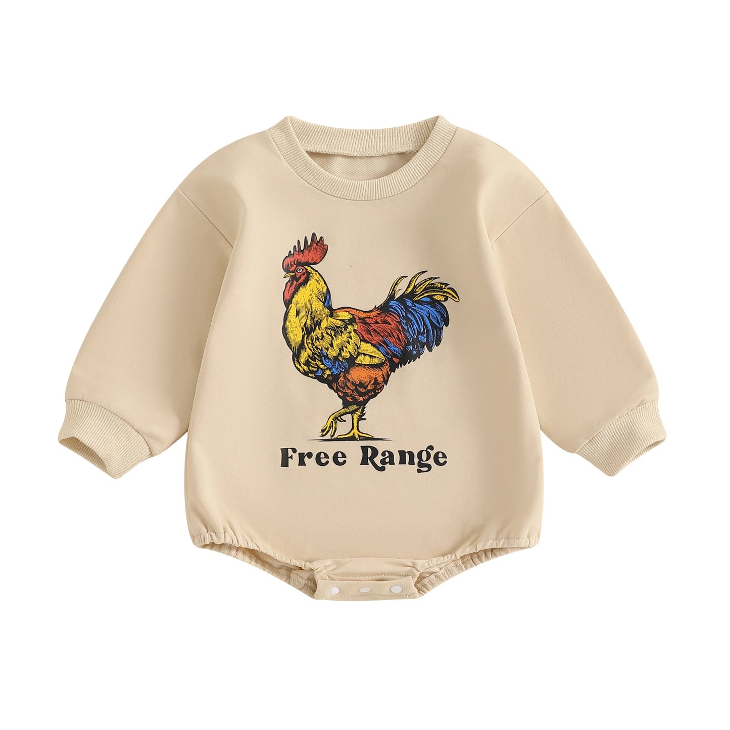 Baby Boys Western Rooster Print Romper - Spring Long Sleeve Crew Neck Jumpsuit (0-18M)