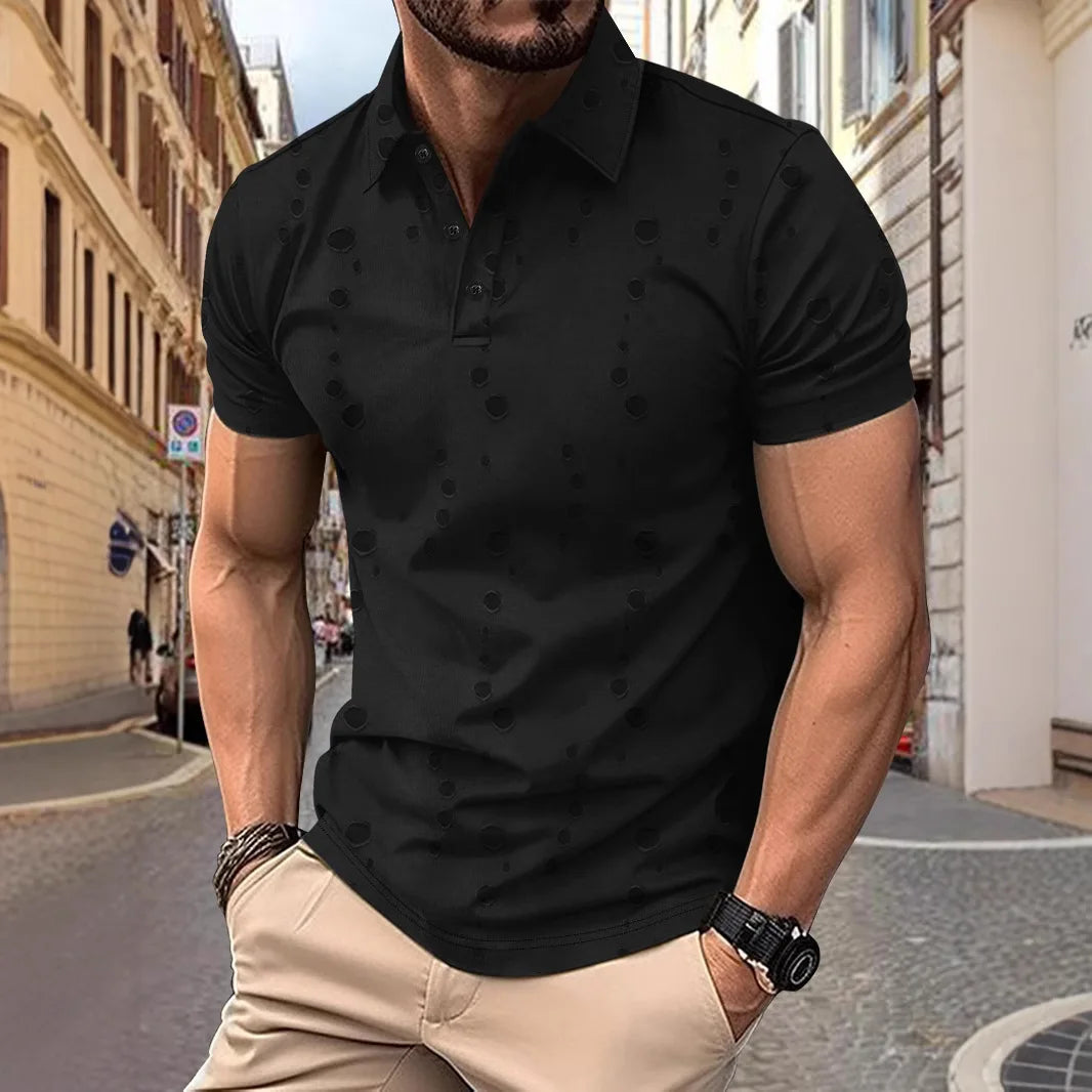 Men's Summer Short Sleeve Turn Down Collar Pullover Polo Shirt