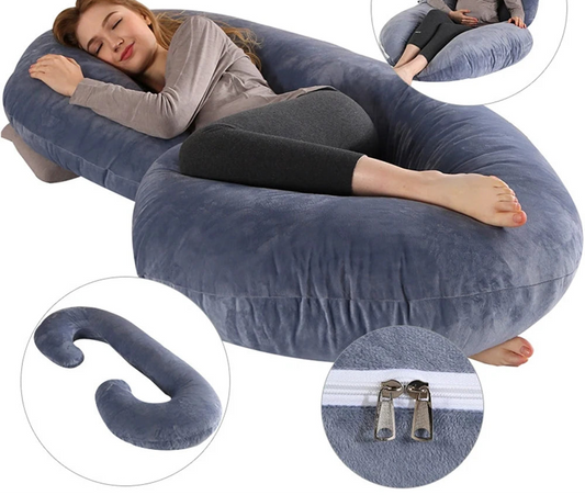 C-Shaped Pregnancy Pillow - Cotton Waist Support & Breastfeeding Cushion
