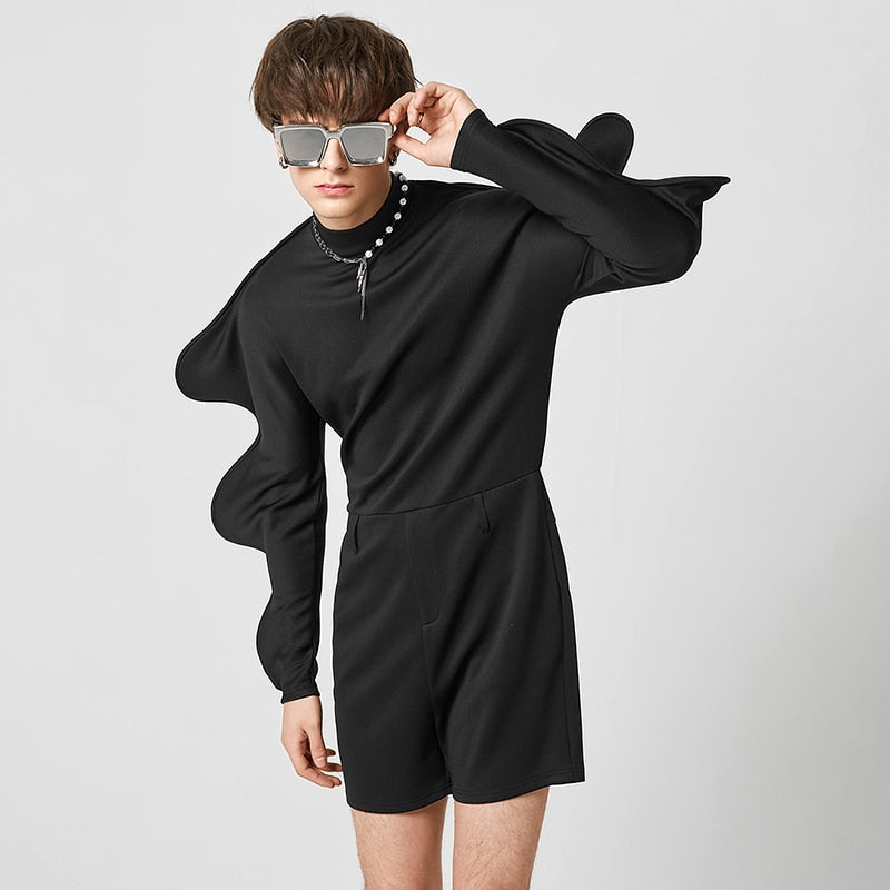 Men's Turtleneck Long Gigot-sleeve Irregular Playsuits S-5XL