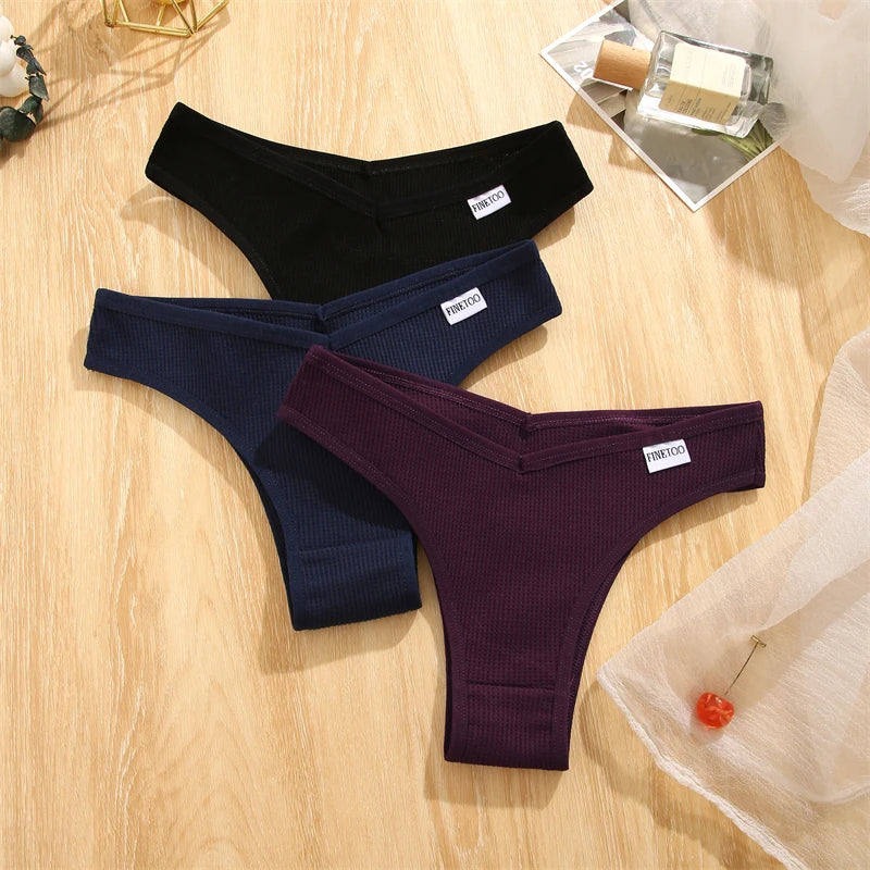 Women's 4Pcs Cotton Breathable Underwear Panties Low-Waist Waffle G-string Stretch Briefs Soft Lingerie