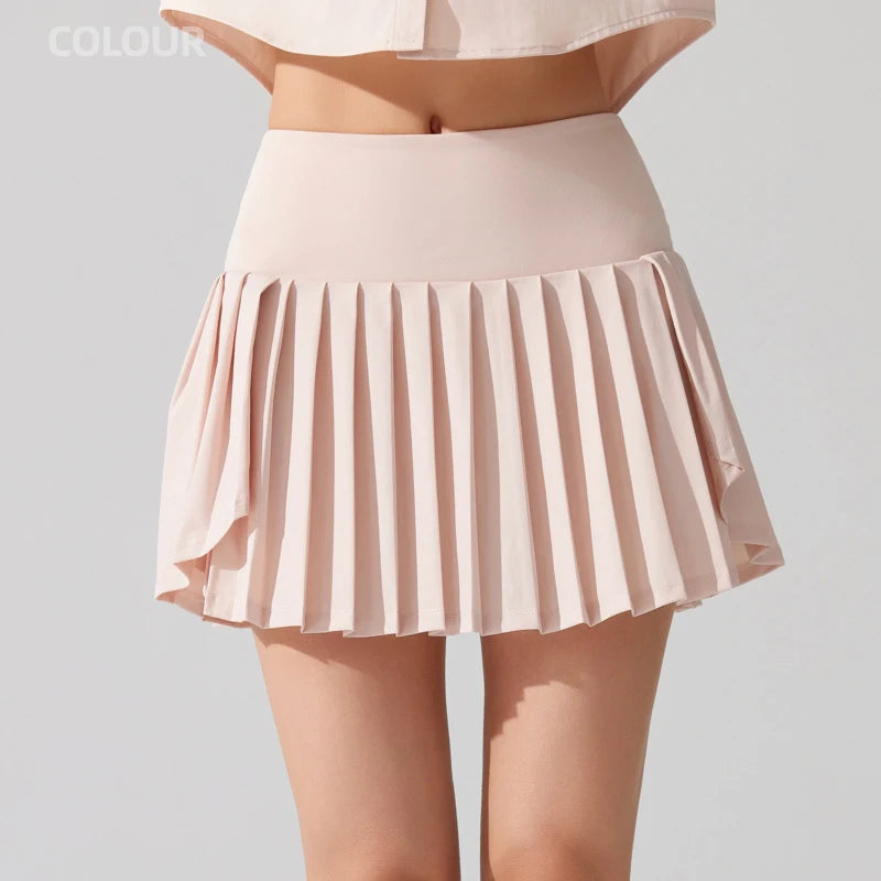 Women's High Waist Tennis Skort - Quick Dry Workout Skirt with Pockets