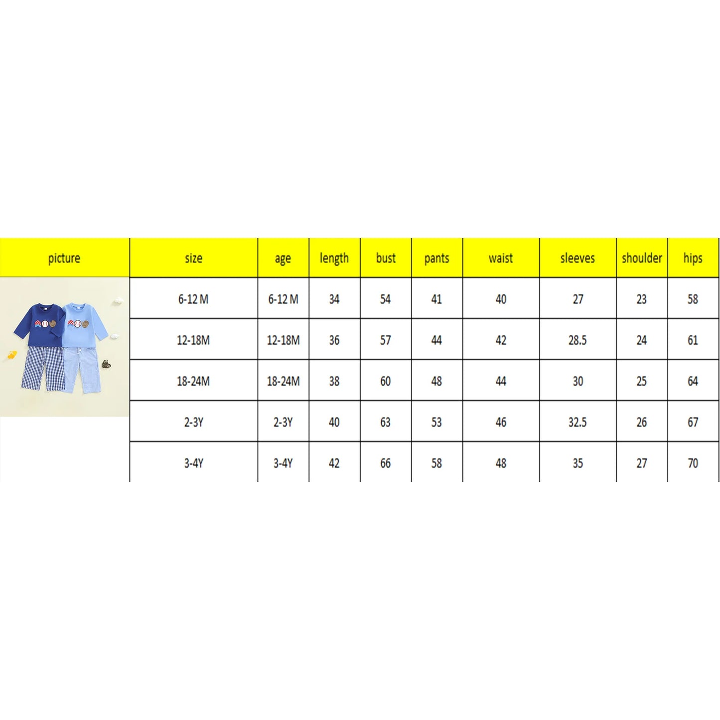 Autumn Winter Baby Boys Clothing Set - Baseball Embroidery Sweatshirt & Plaid Pants