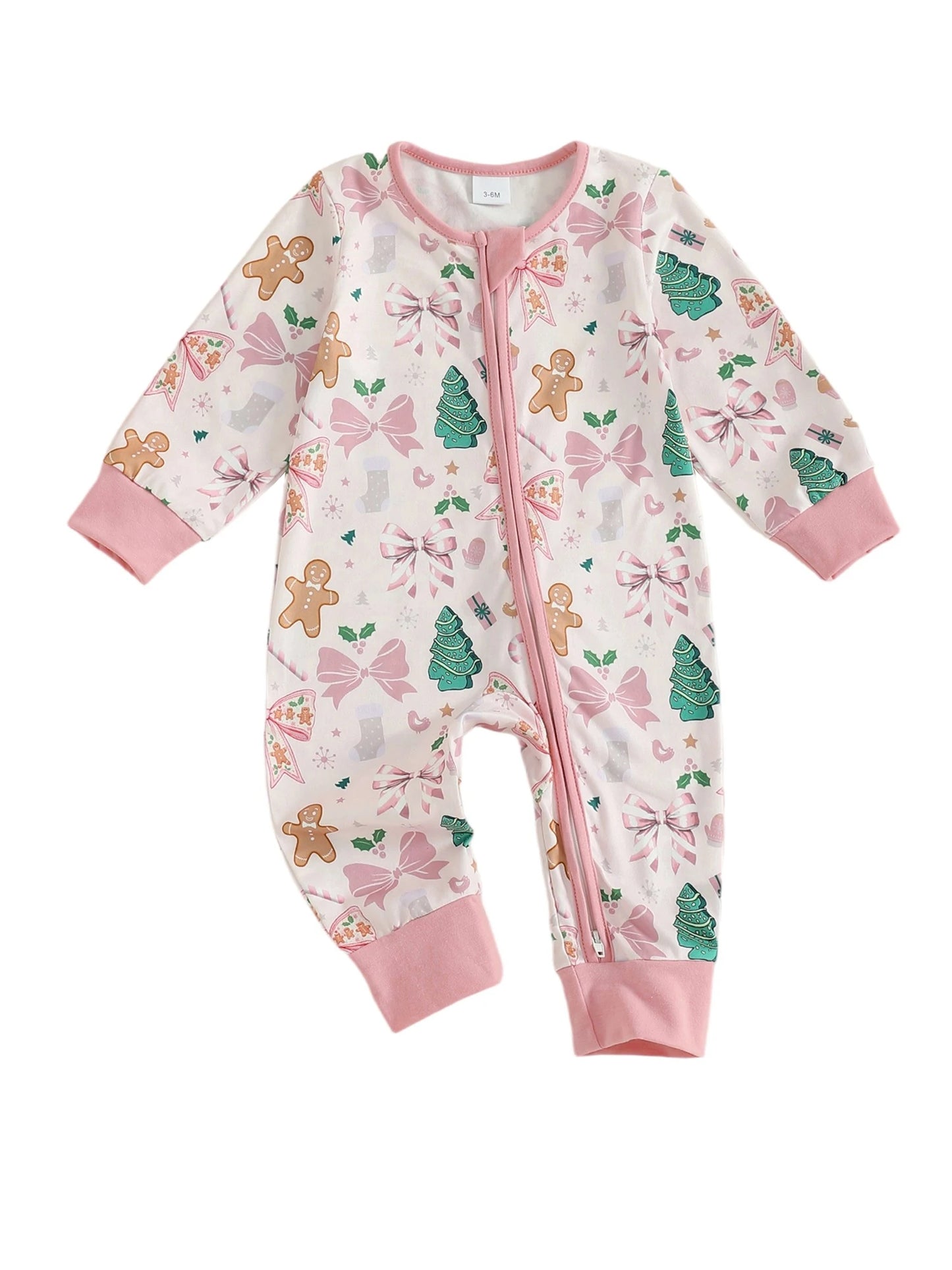 Baby Christmas Romper - Xmas Print Zipper Jumpsuit