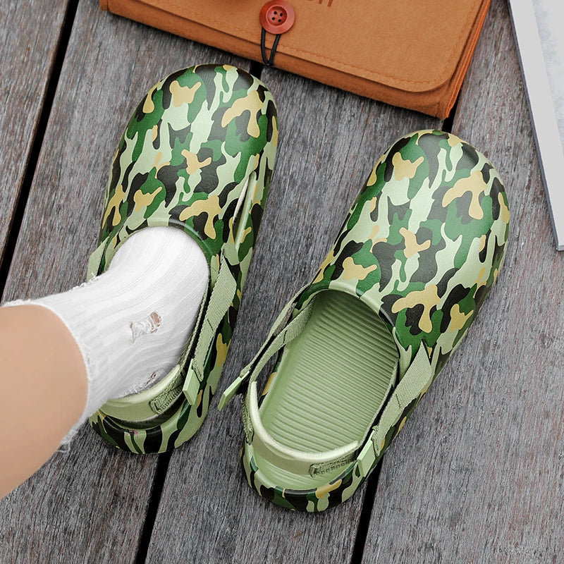 Men's Summer Slippers Sandals Camouflage Clogs Beach Slippers Flip Flop Casual Slides