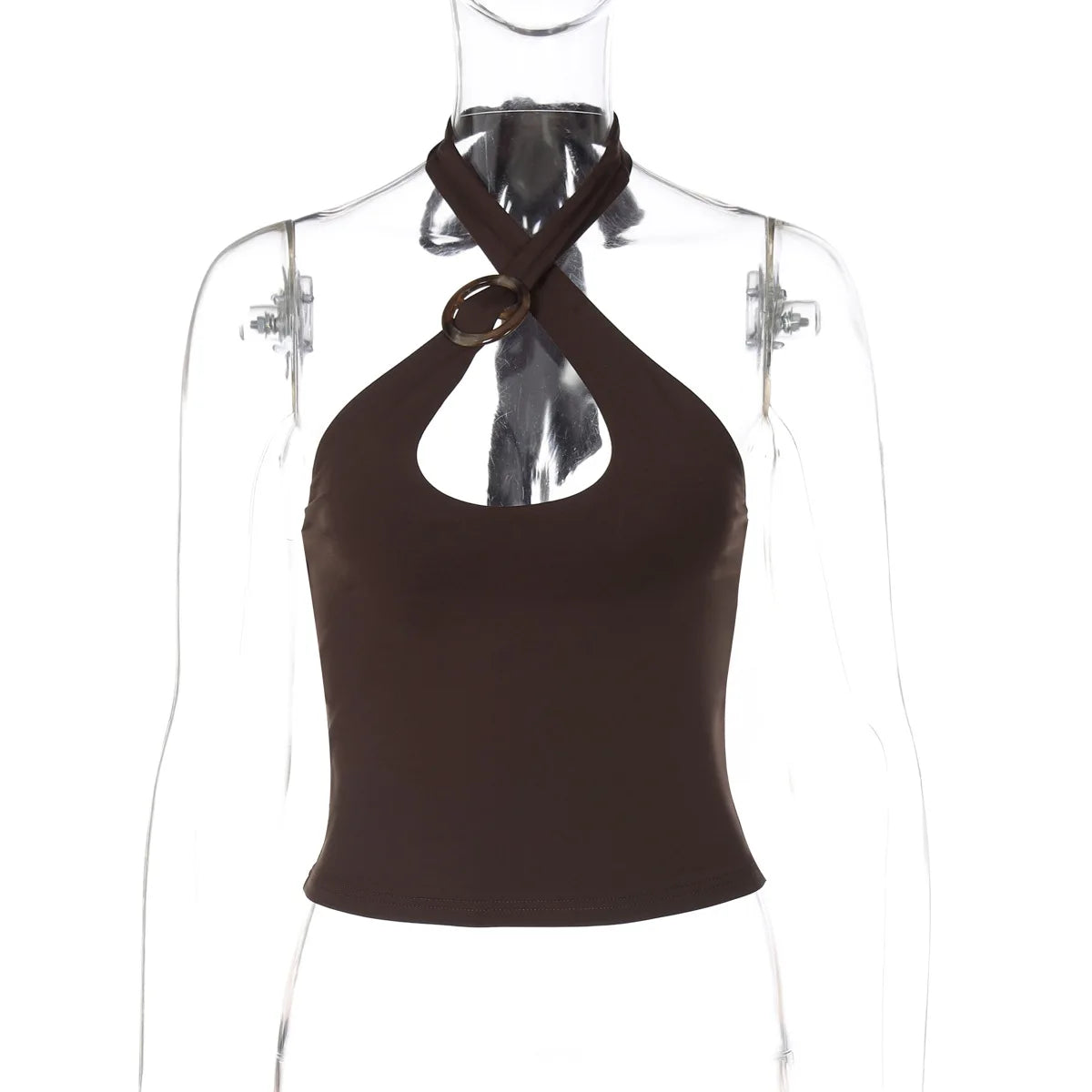 Women's Summer Crossed Ties Crop Top Backless Tank Top Vest