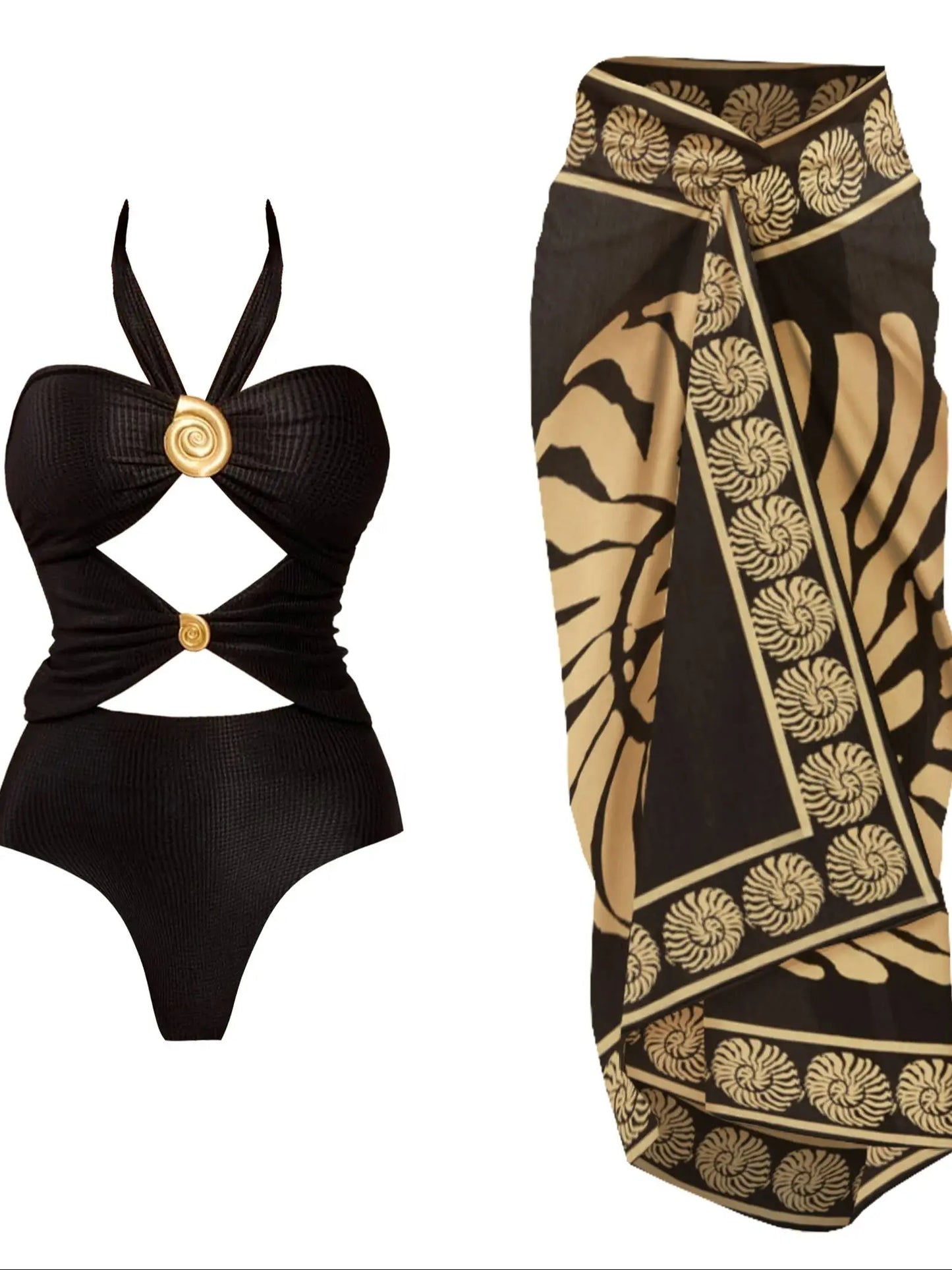 Women's Two Piece Set Skirt Set V Neck Cut Out Sleeveless Slimming Bustier Skirt Beach Skirt