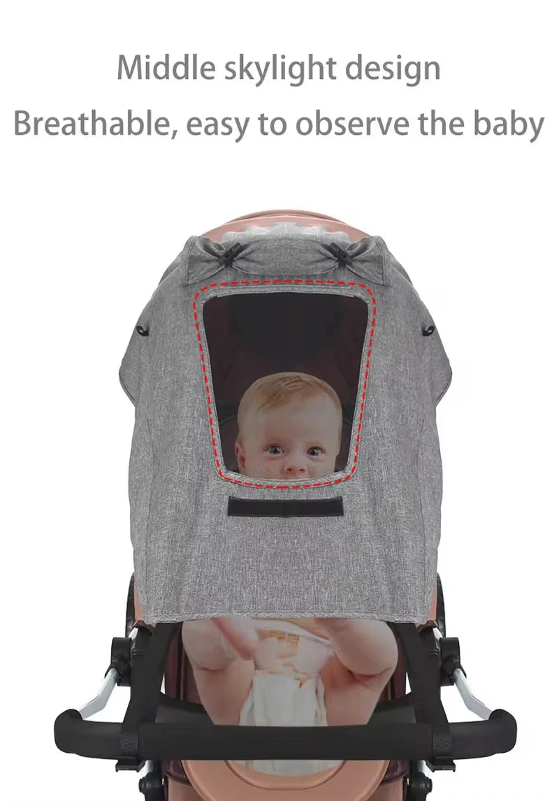 Universal Baby Stroller Sun Shade - UV UPF 50+ Waterproof Awning Protection