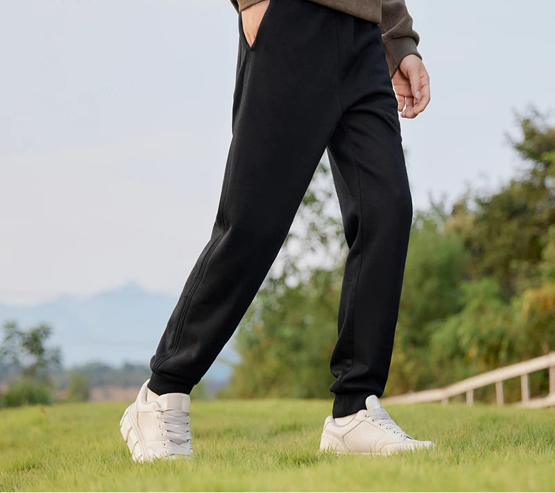Men's Thermal Fleece Lined Jogger Pants - Antibacterial Loose Fit Winter Sweatpants