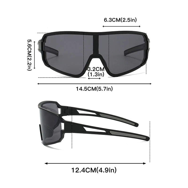 Men's Oversized Sports Goggle Punk Mirror Outdoor Fishing Sunglasses Trendy Windproof Anti-UV Cycling Shades