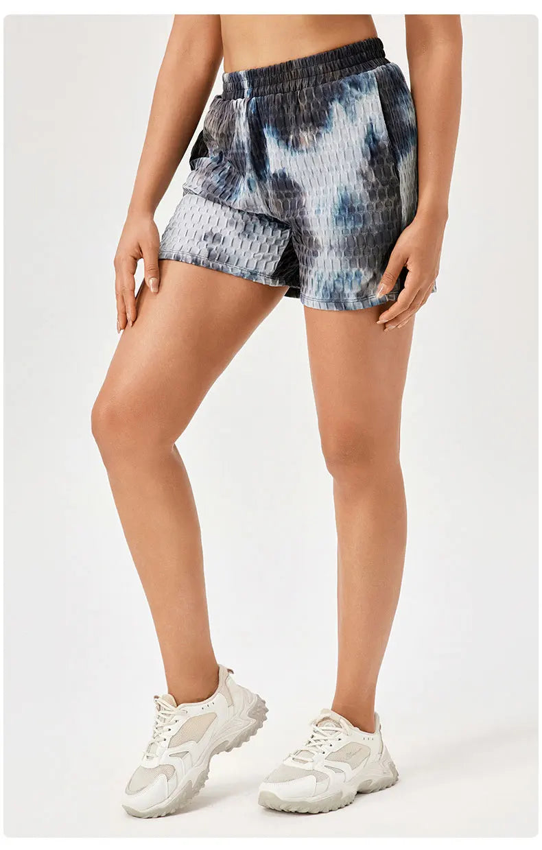 Women's Fitness Yoga Shorts Super Stretch Tie-Dye Outdoor Running Shorts Breathable Quick Dry Sportswear Workout Shorts