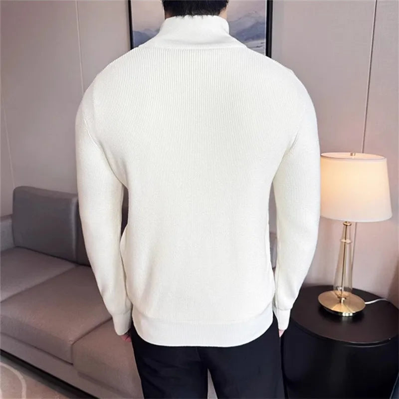 Men's Autumn Winter Stand Collar Casual Knitted Cardigan