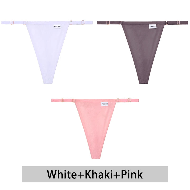 Women's Cotton Thong Set - 3 Pack Low-Rise Bikini Panties