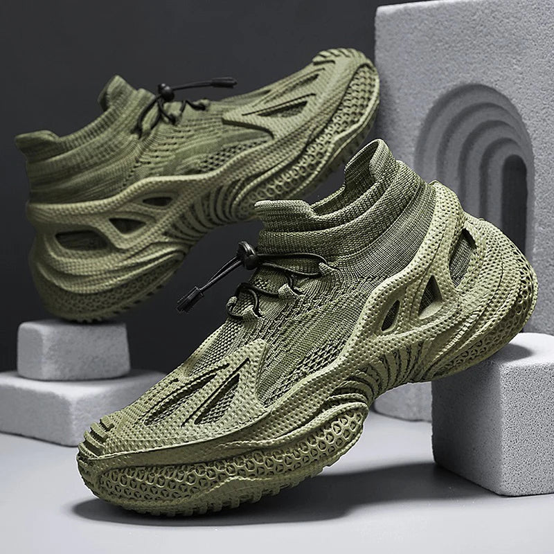 Men's Sports Mesh Running Sneakers Lace Up Comfortable Casual Sneakers