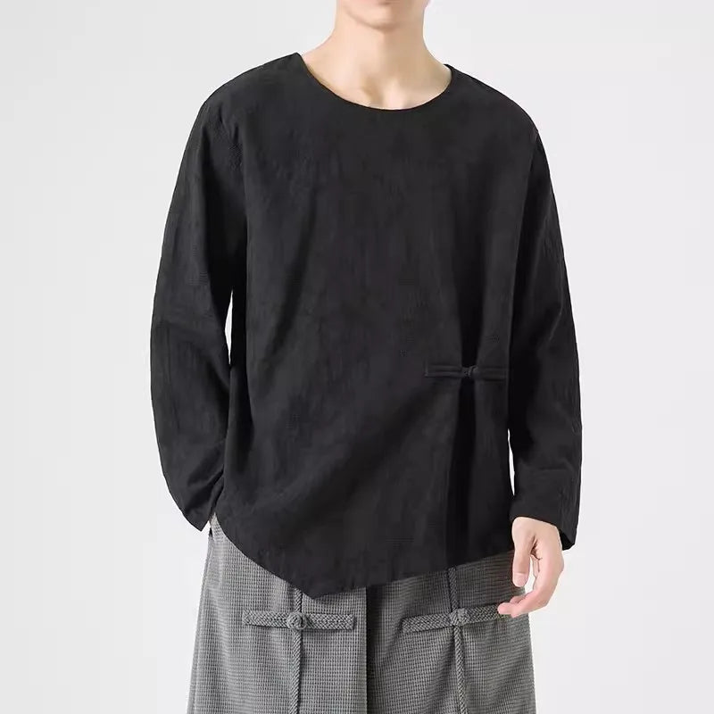 Men's Cotton Long Sleeve T-Shirt - Spring Autumn Casual O-Neck Tee