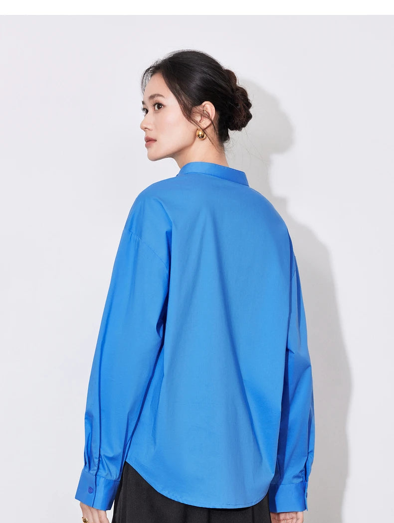 Women's Blouse Stand Collar Single Breasted Button  Shirt