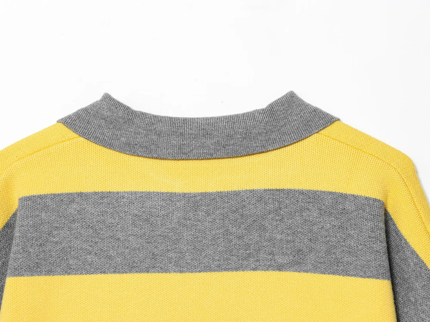 Striped Knit Polo Neck Sweater