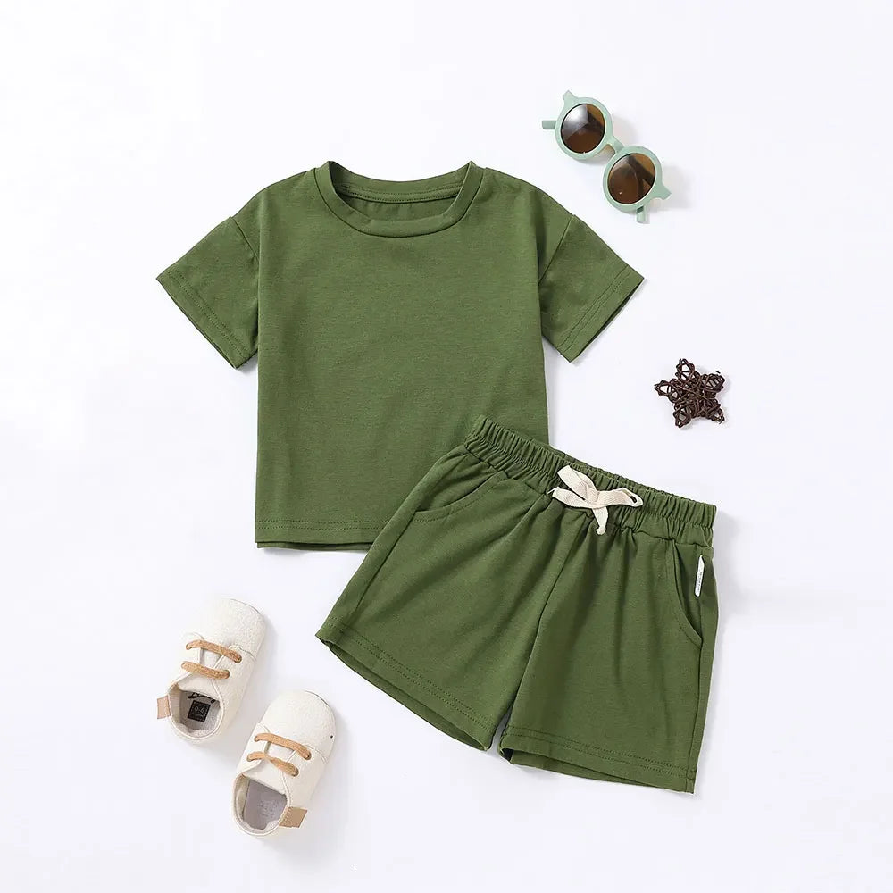 2PCS Children's Cotton Short Sleeve Set
