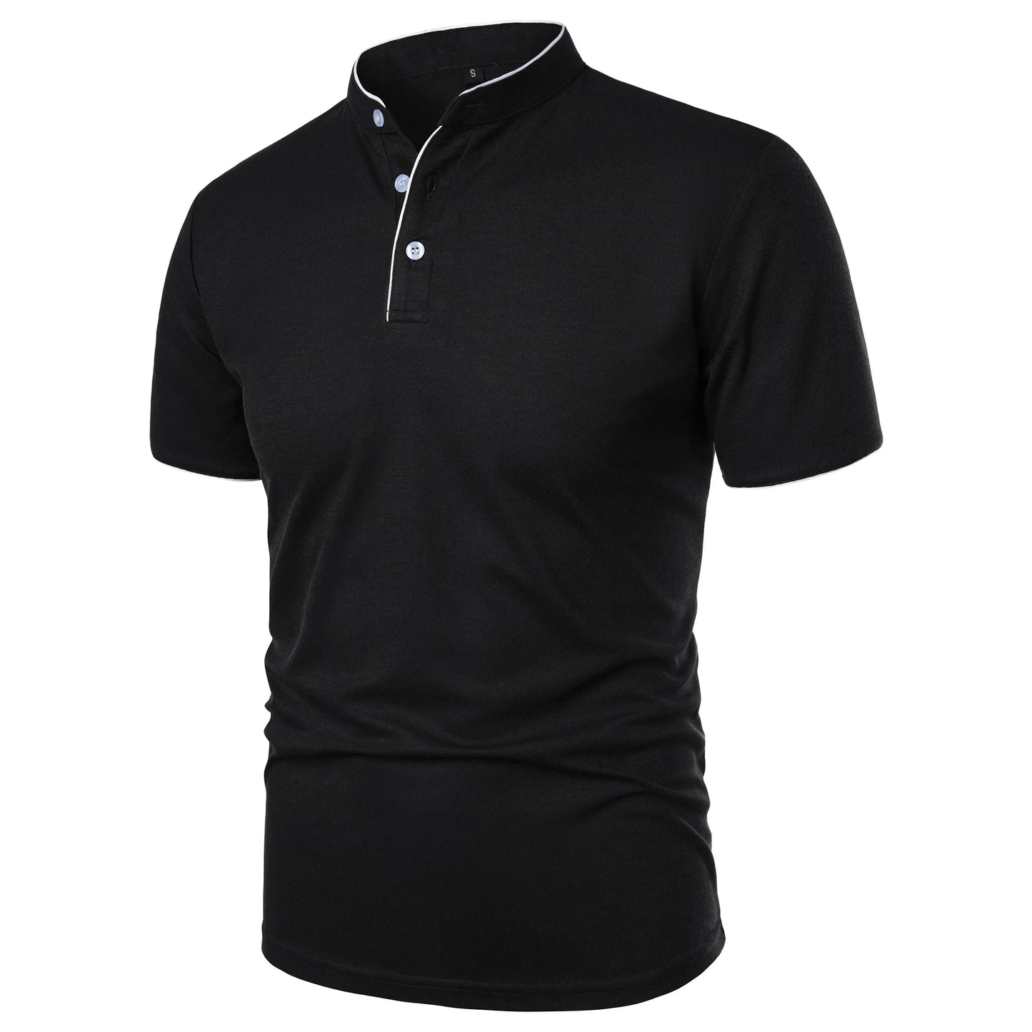 Men's Summer Short Sleeve Stand Collar Smart Casual Slim Fit Lightweight T-Shirt