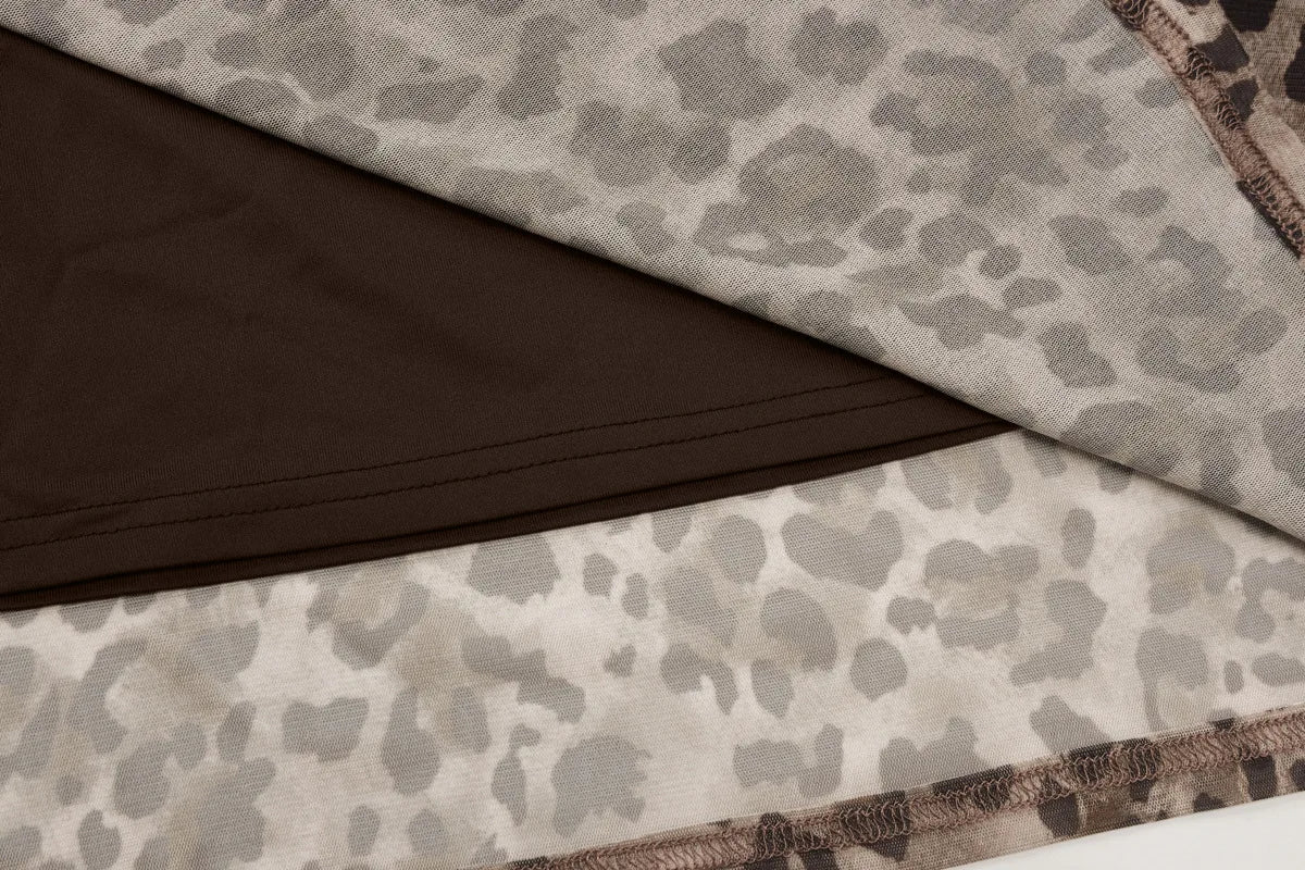 Women's Vintage Leopard Print Straps Long Slip Backless Dress