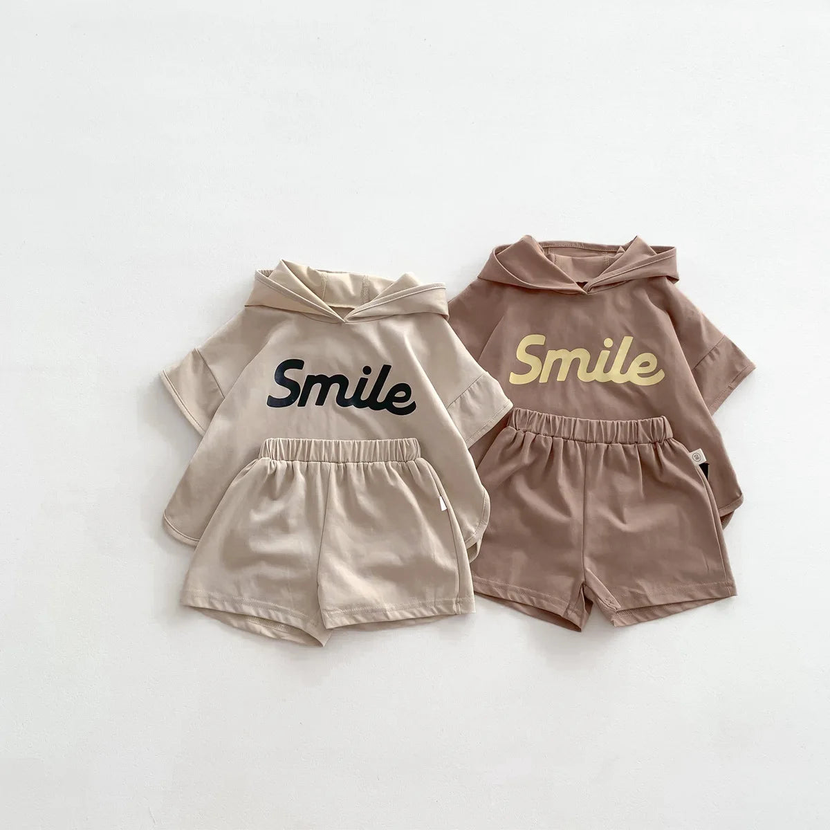 2 PCs Children Letter Print Shorts Outfit