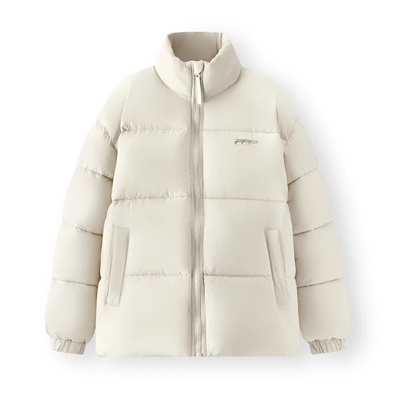 Cotton Padded Jacket Men Thick Printed Texture Stand Collar Winter Fashion Outerwear