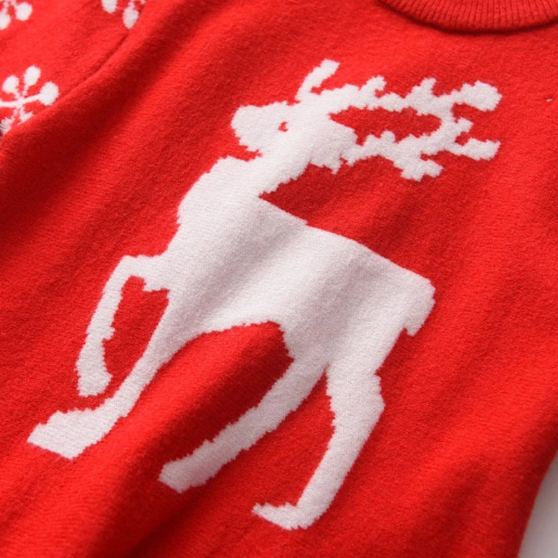Children's Girls Knitted Christmas Long Sleeve Dress 3-7Y