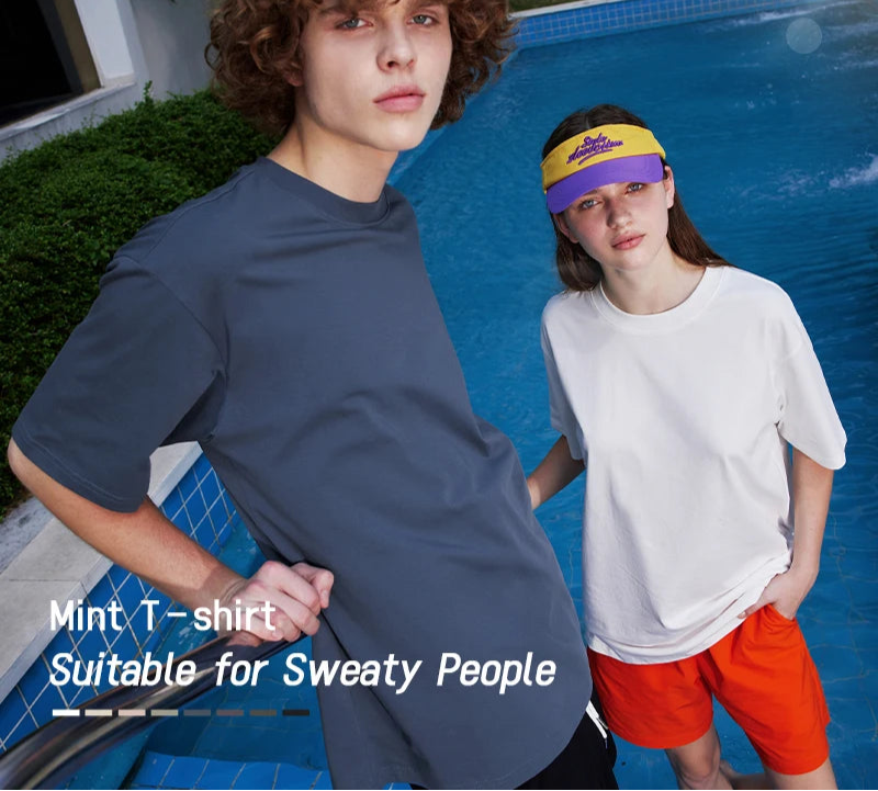 Men's Unique Fabric Mint Anti-microbial Sweat UPF50+ Quick Drying Cotton T-shirt