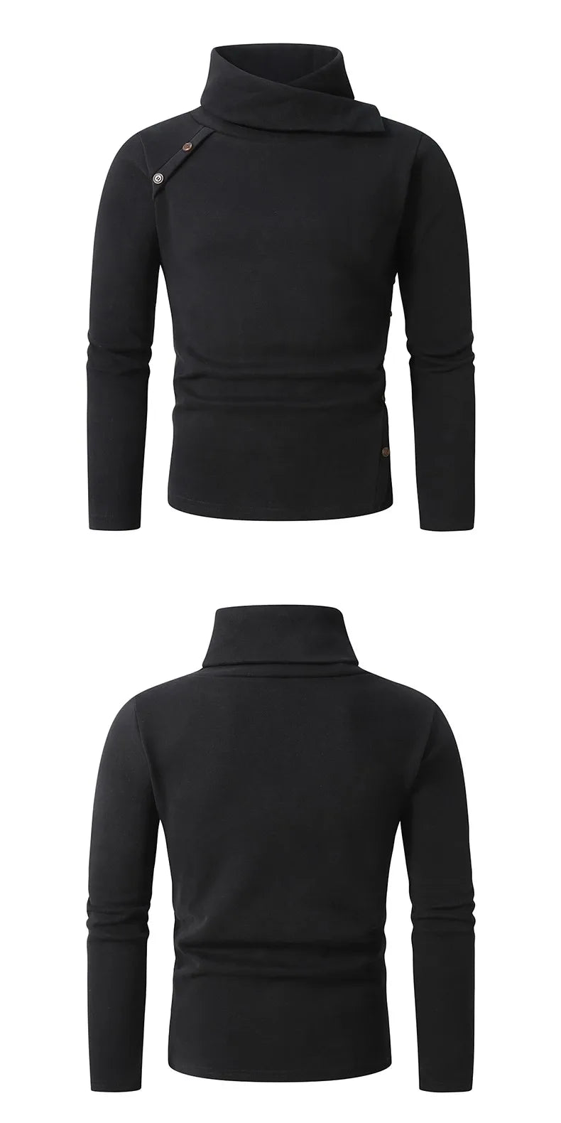 Men's England Style Turtleneck Sweater - Warm Solid Colour Knit Pullover for Autumn Winter