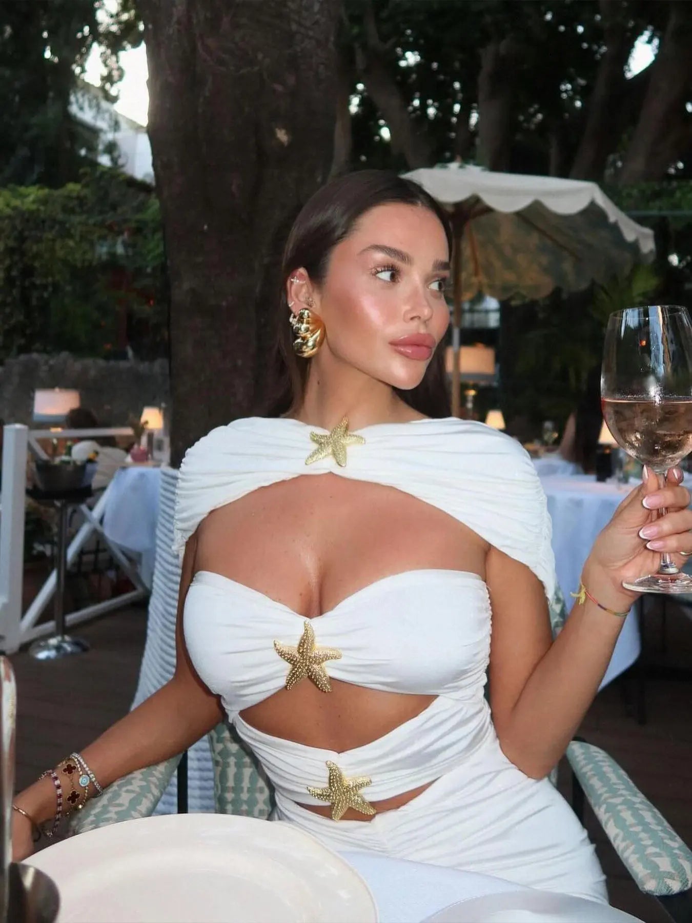 Women's 3Pcs Swimwear with Skirt Cut Out Elegant Cover Up Slim Long Dress