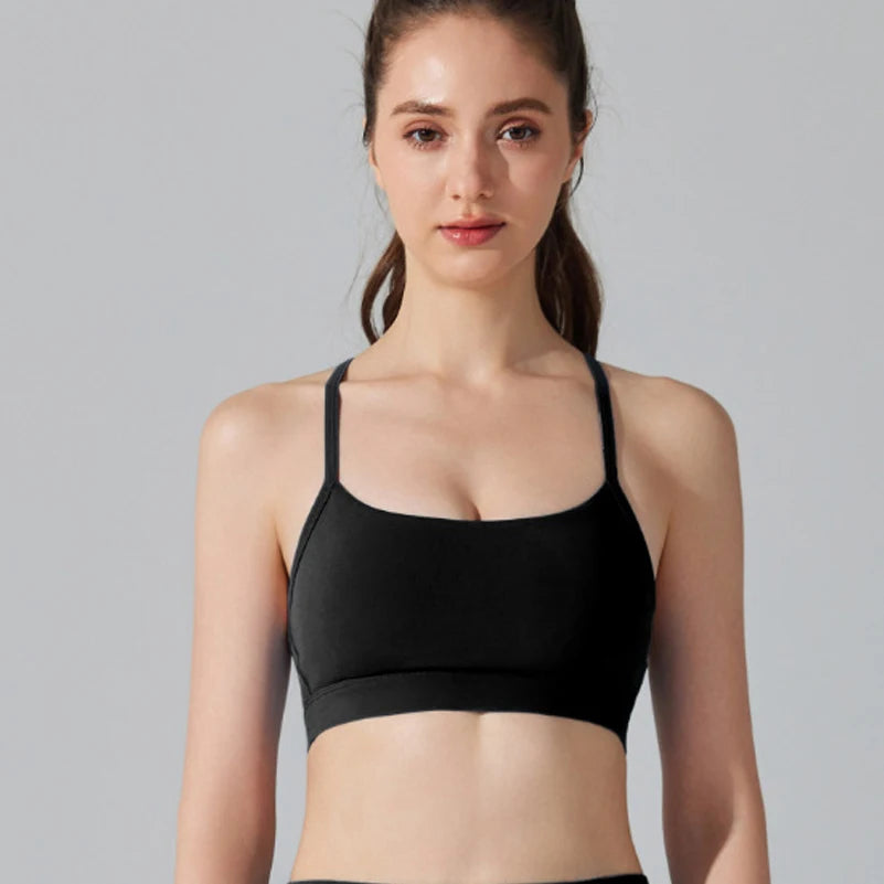 Women's Fitness Yoga Bra Buttery Soft Gym Crop Top Back Breathable Workout Top Sports Vest