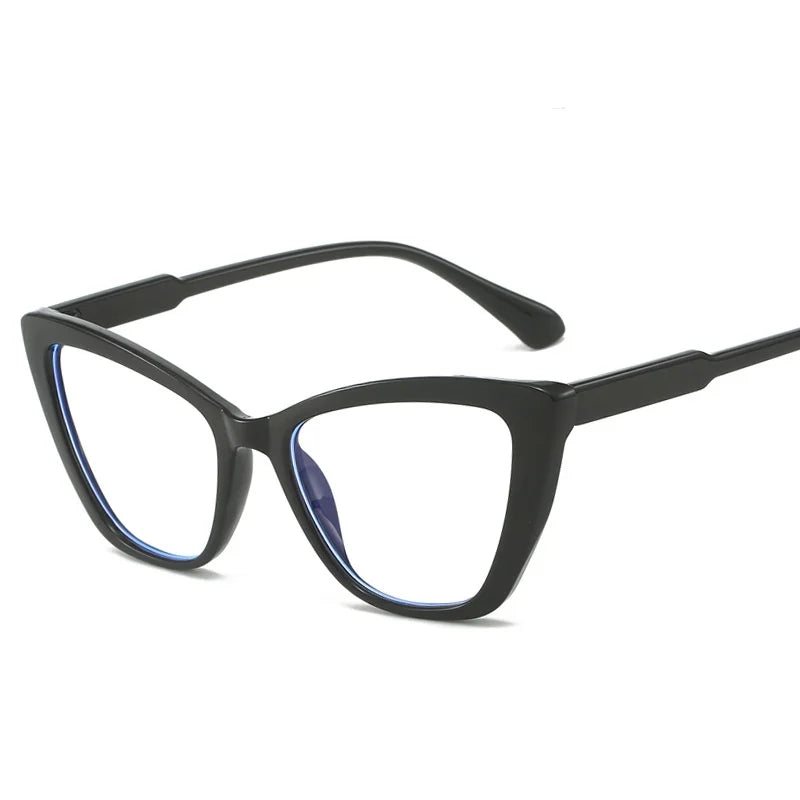 Women's Cat Eye Anti-Blue Light Glasses - Retro Flat Lens Prescription Compatible