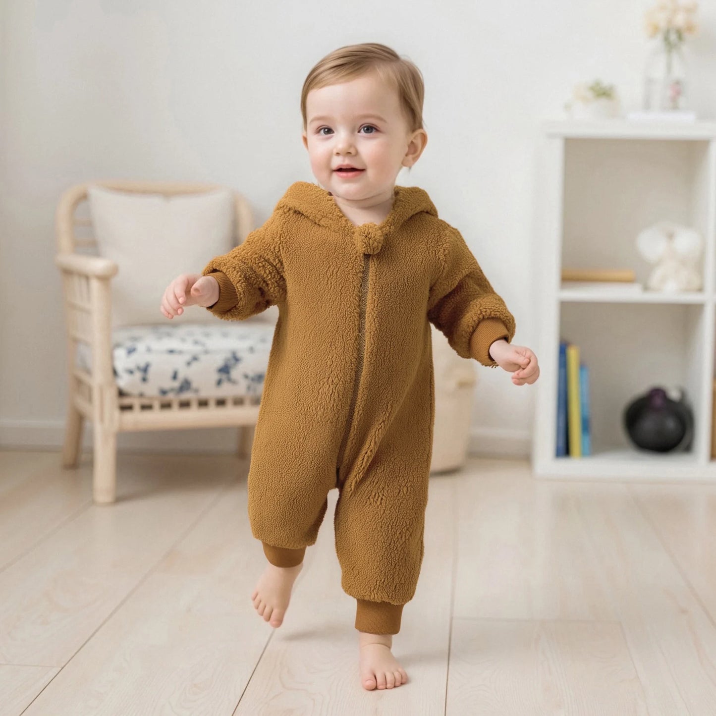 Baby Halloween Plush Hooded Jumpsuit (0-12M)