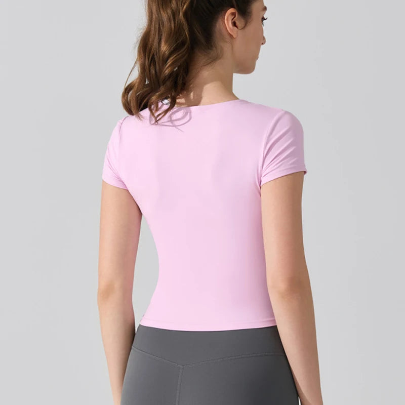 Women's Quick-Dry Yoga T-Shirt - Breathable Slim Fit Athletic Top