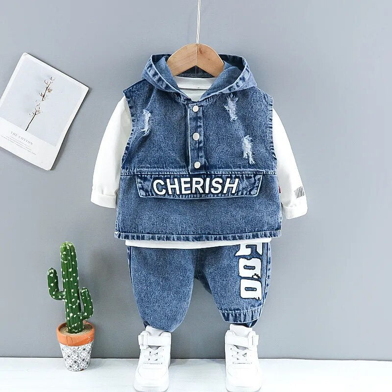 Boy's 3PCS Denim Jeans Set