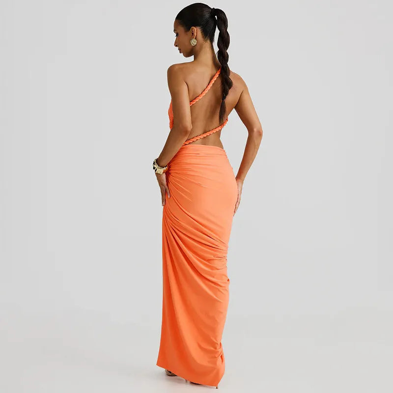 Women's Off-shoulder Thigh High Split Maxi Strapless Sleeveless Ruched Bodycon Party Dress