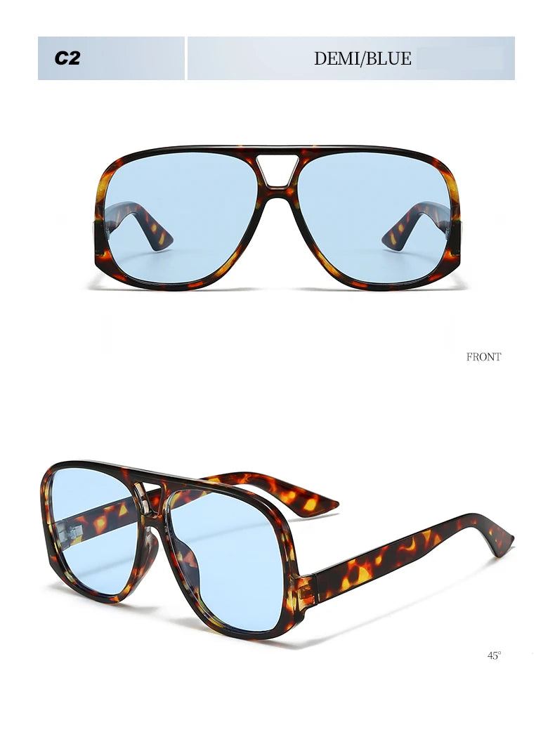 Unisex 1/3pcs Oversized  Double Bridges Sunglasses UV400