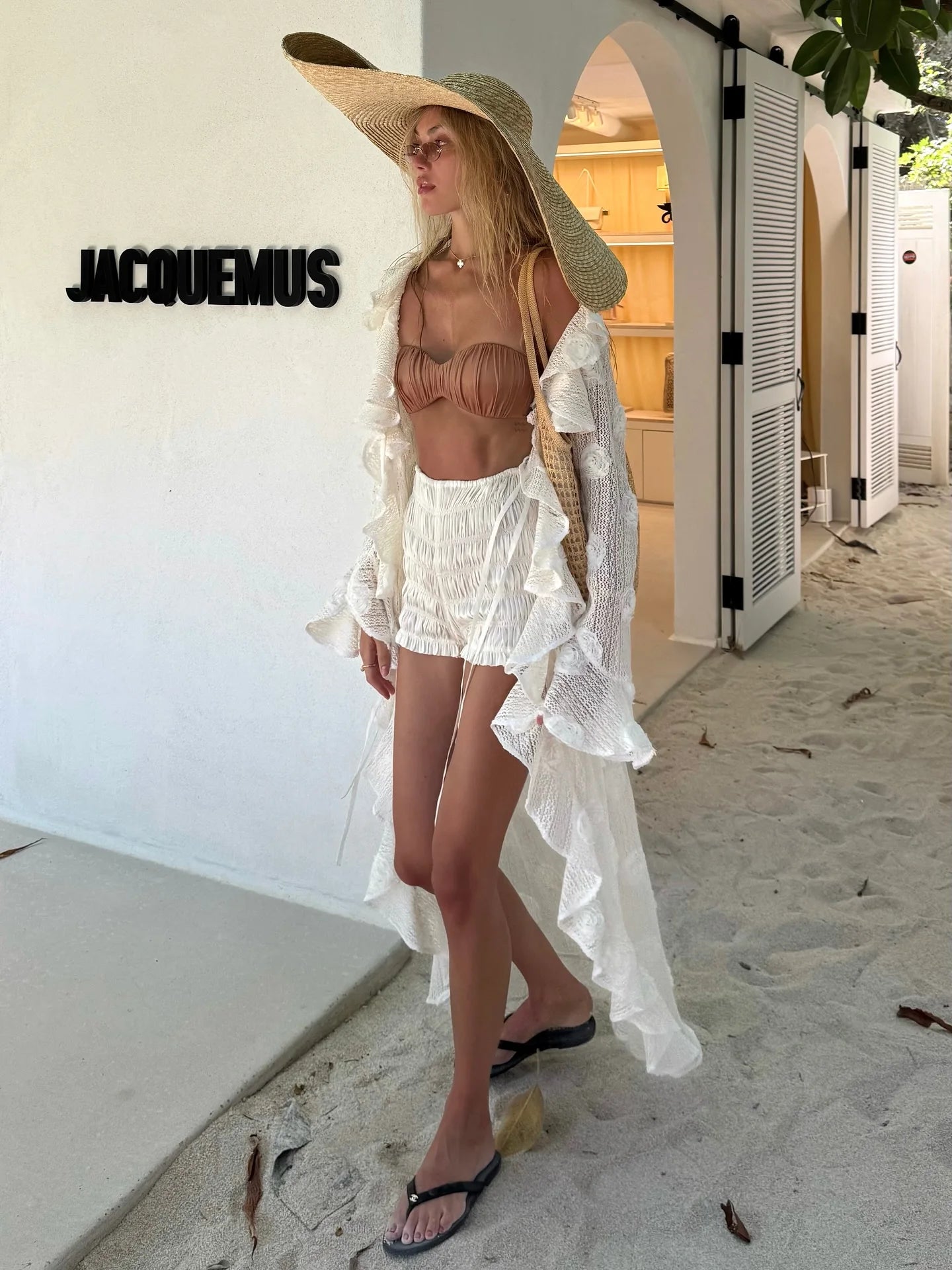 Women's 3D Flower Cover Up Dress - Flying Sleeve Beach Long Dress