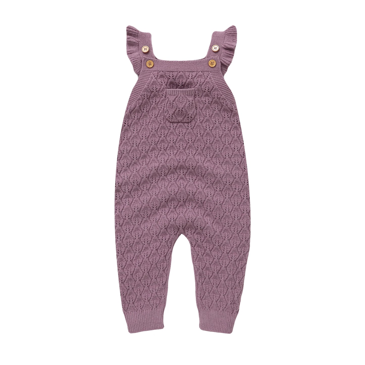 Baby Autumn Romper - Solid Ruffles Fly Sleeve Knit Jumpsuit Overalls Sweater