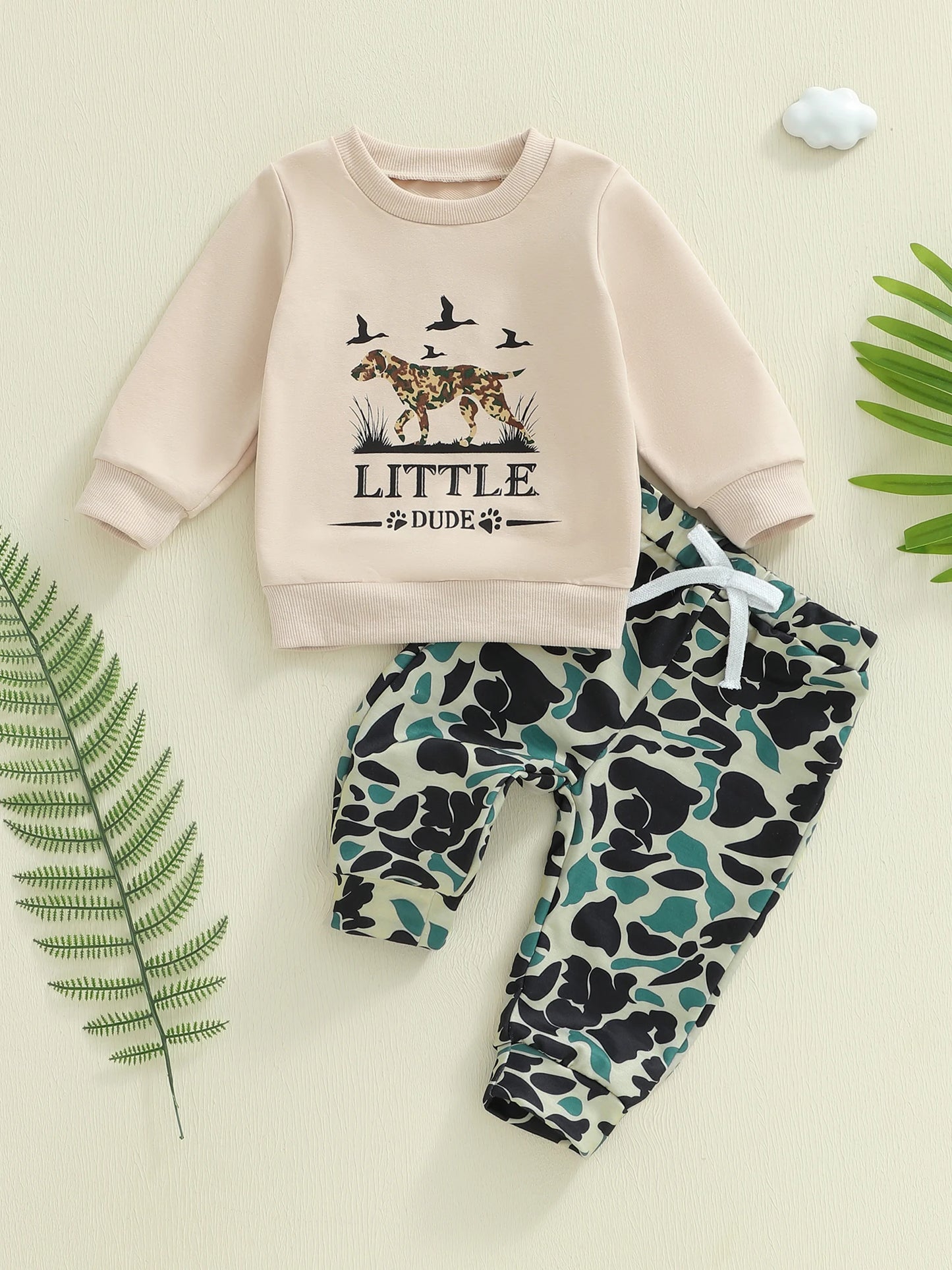 Baby Boys Animal Print Sweatshirt & Camouflage Pants Set (0-4Y)