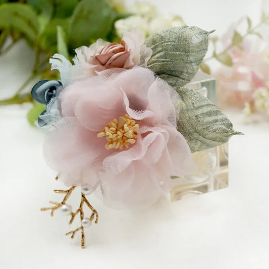 Elegant Cloth Art Flower Brooch - Classic Suit Accessory for Women