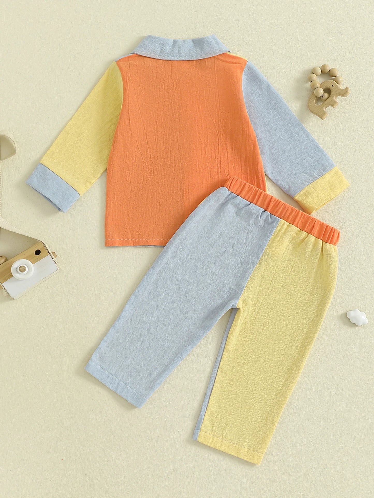 Boys Contrast Colour Shirt & Pants Set (0-4Y)