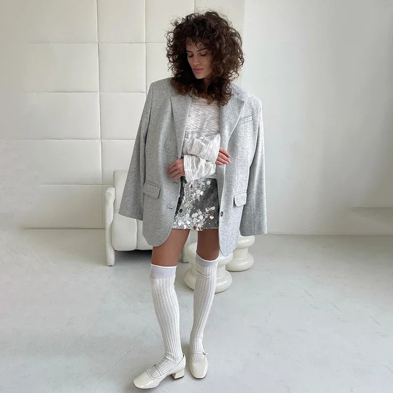 Women's High Waisted Sequins Skirt - Hip Wrap Mini Splice Glitter Skirt