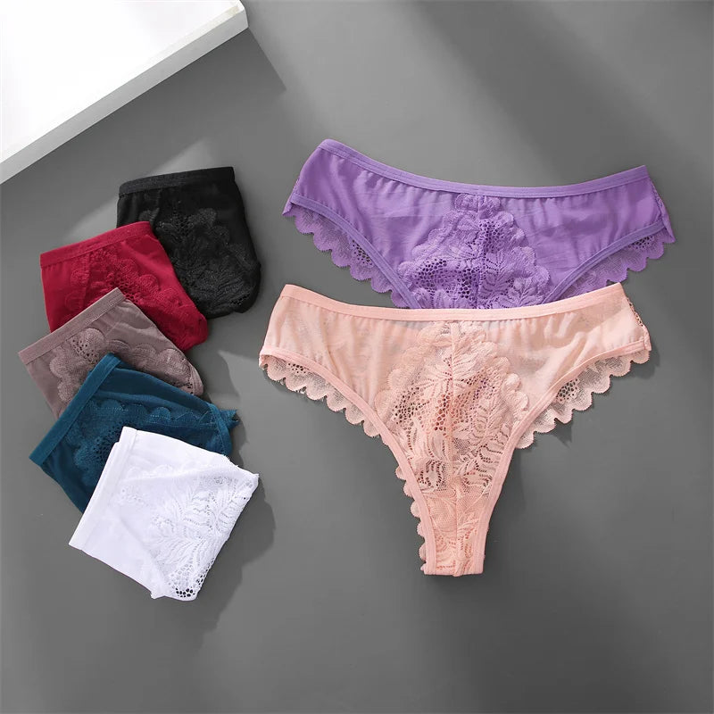 Lace Thong Panties - Sexy Low Waist G-String Underwear