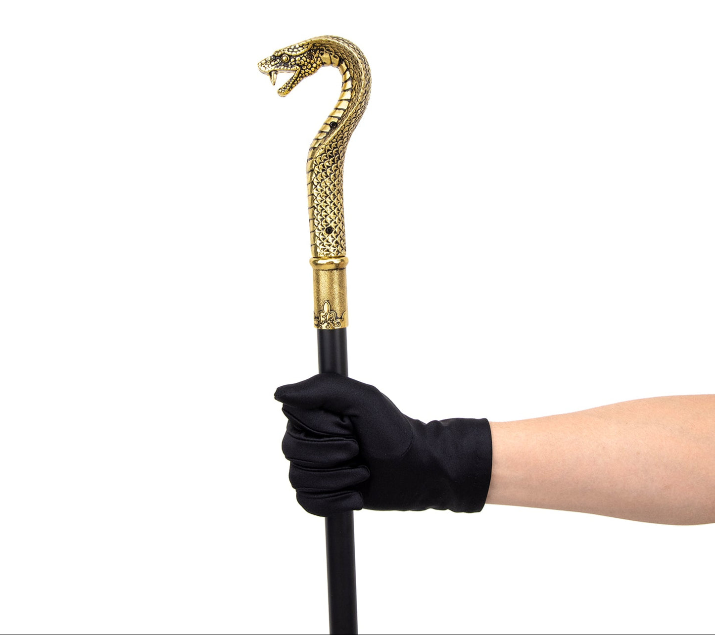 Luxury Snake Handle Walking Stick 93cm - Elegant Gold Black Decorative Cane