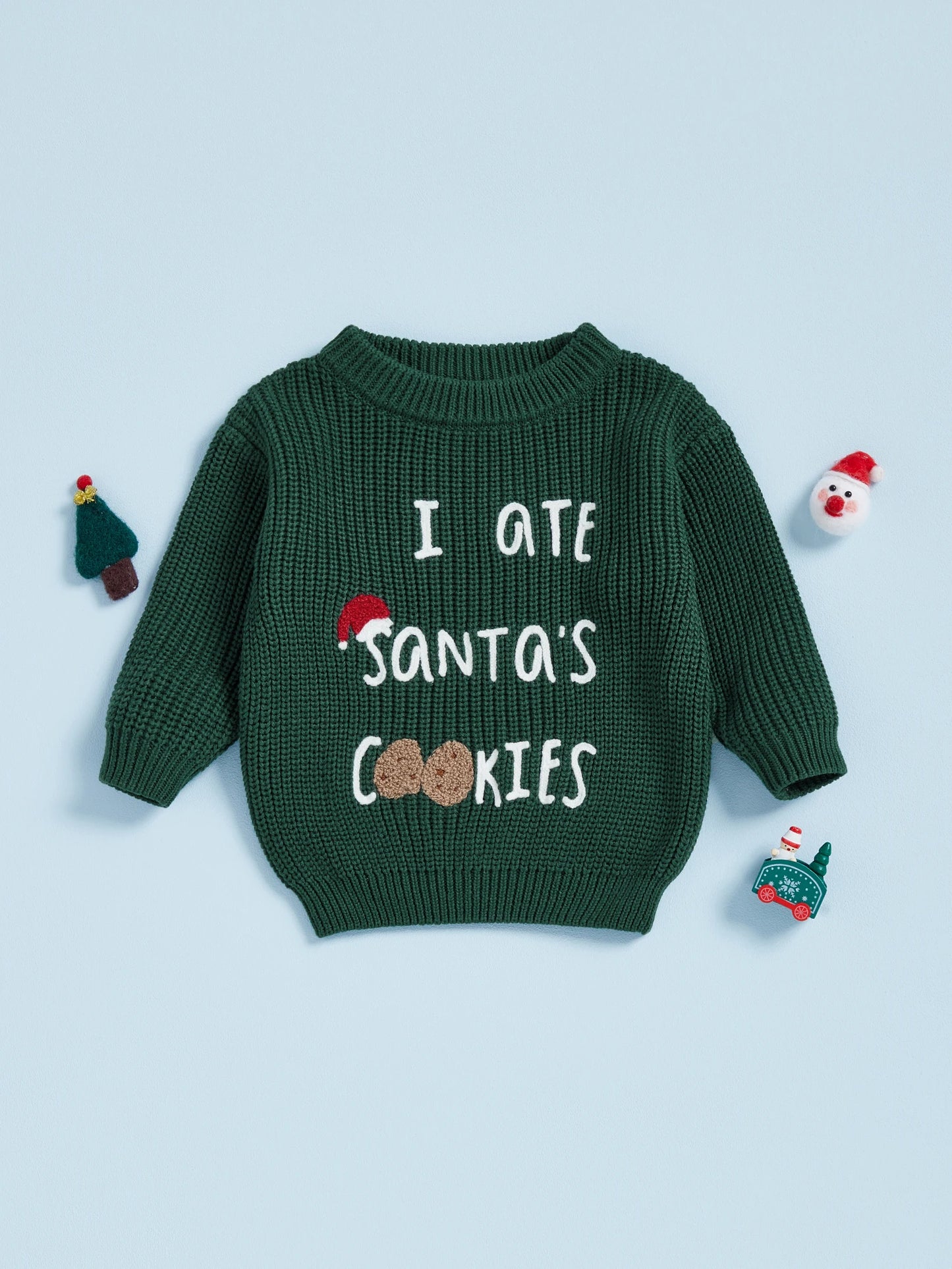 Baby Christmas Sweater - Letter Embroidery Round Neck Pullover Knitwear