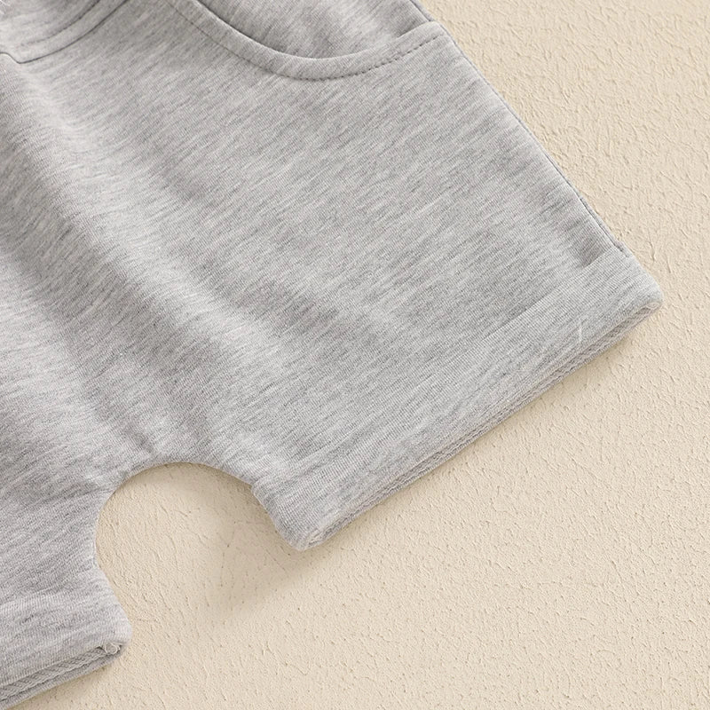 0-4Y Infant Kids Boys Casual Clothes Set Letter Print Short Sleeve Pullover T-shirts Solid Elastic Shorts