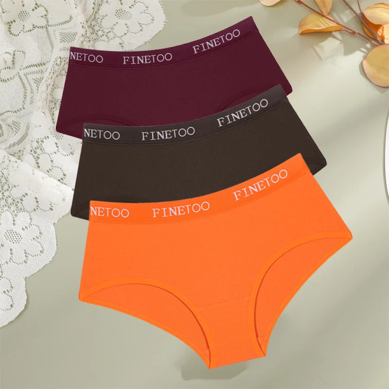 Women's 3Pcs Cotton Breathable Underwear Letter Belt Low Waist Briefs Stretch Comfortable Lingerie