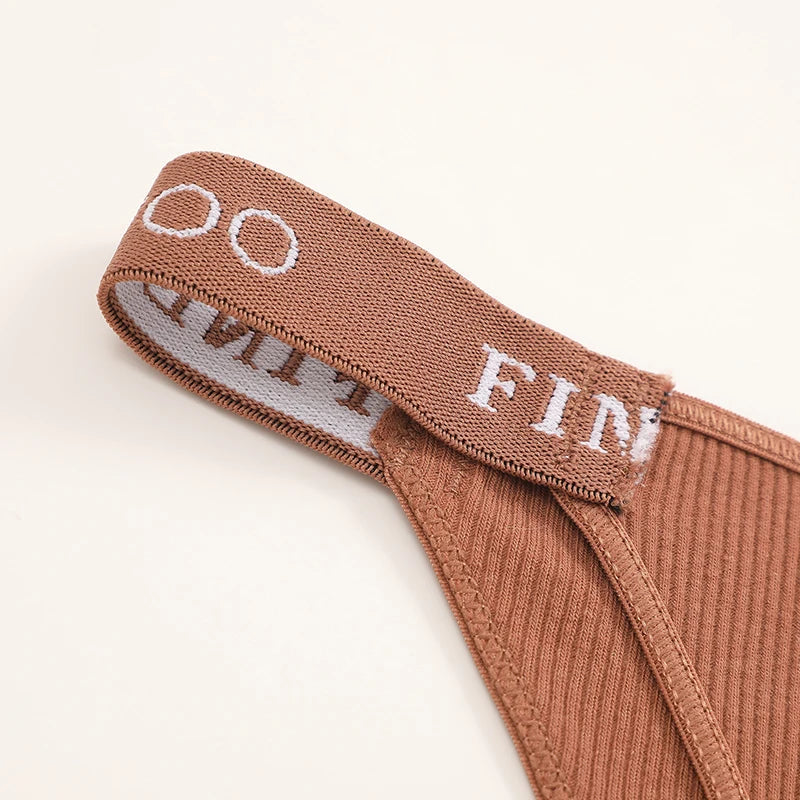 4-Pack Cotton Letter Belt Underwear - Women's Low-Waist Breathable Briefs