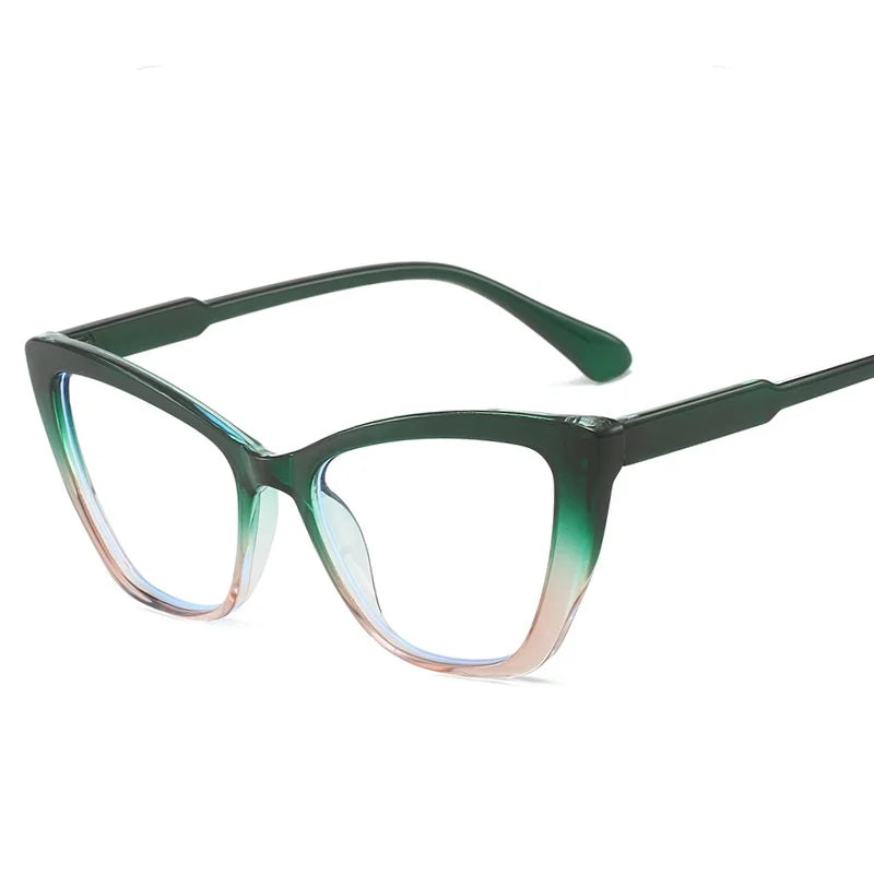 Women's Cat Eye Anti-Blue Light Glasses - Retro Flat Lens Prescription Compatible